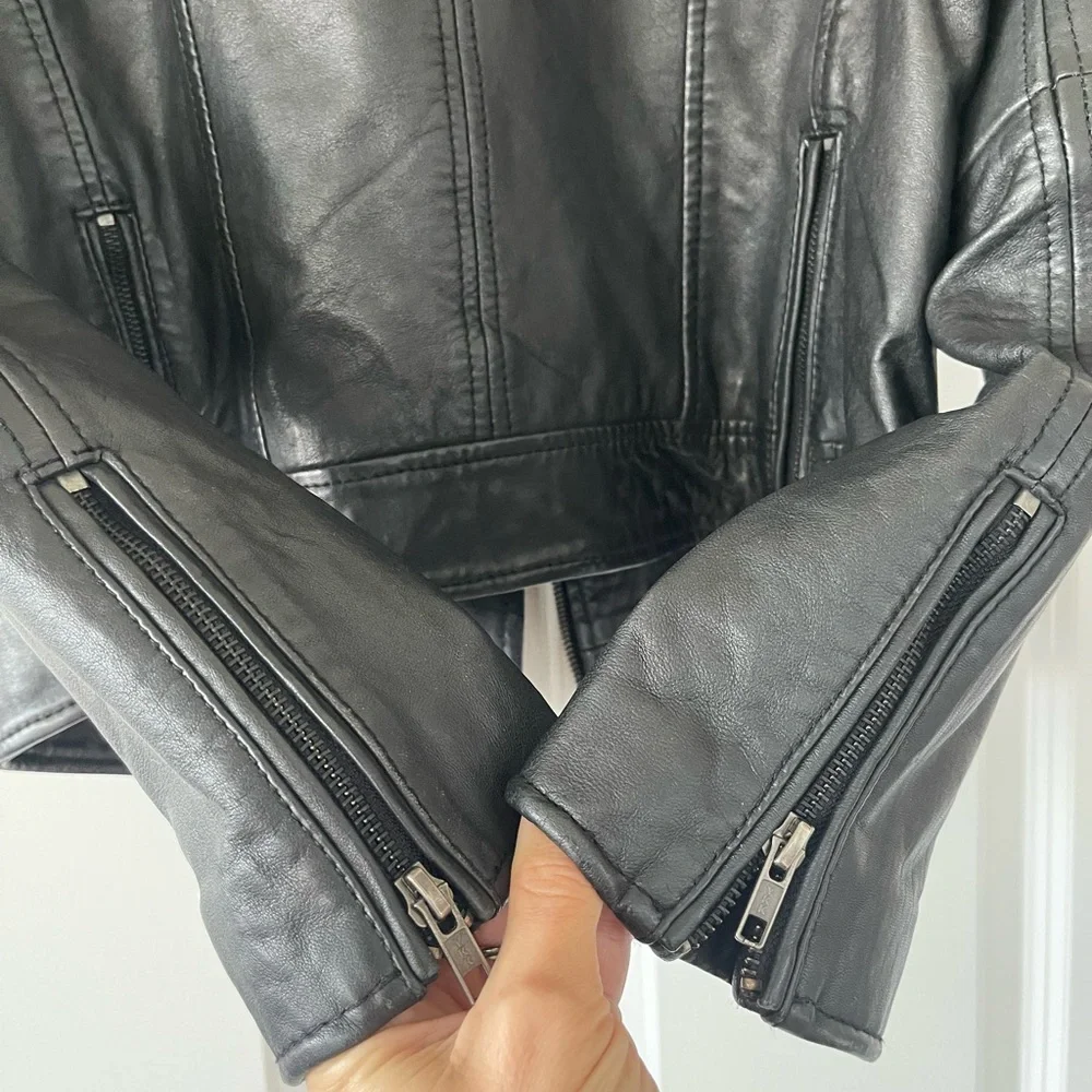 Muubaa Sabik Leather Biker Jacket in Black US 8 100% Sheep Skin - Picture 15 of 17
